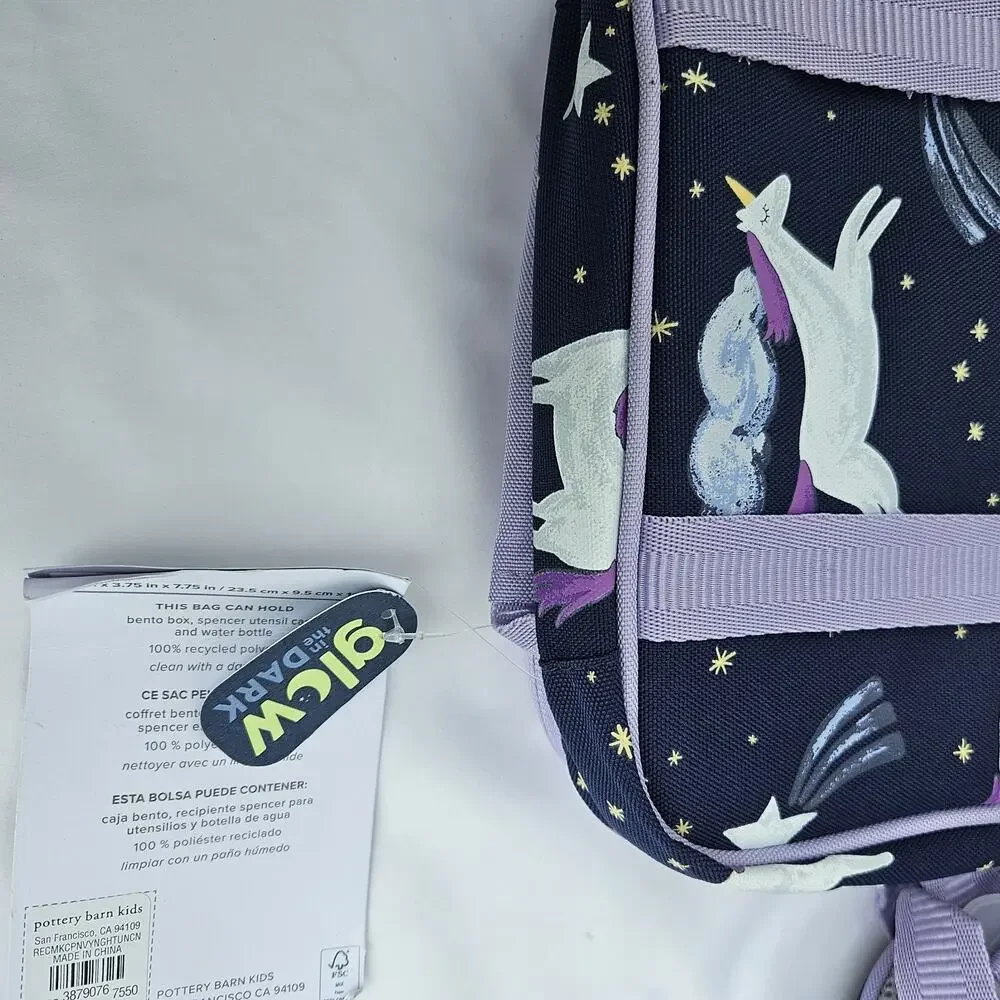 Pottery Barn Kids Mackenzie Unicorn Small Backpack w/Matching Lunch Bag NEW!